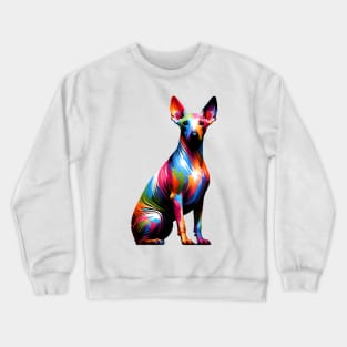 Bright American Hairless Terrier in Splash Paint Style Crewneck Sweatshirt